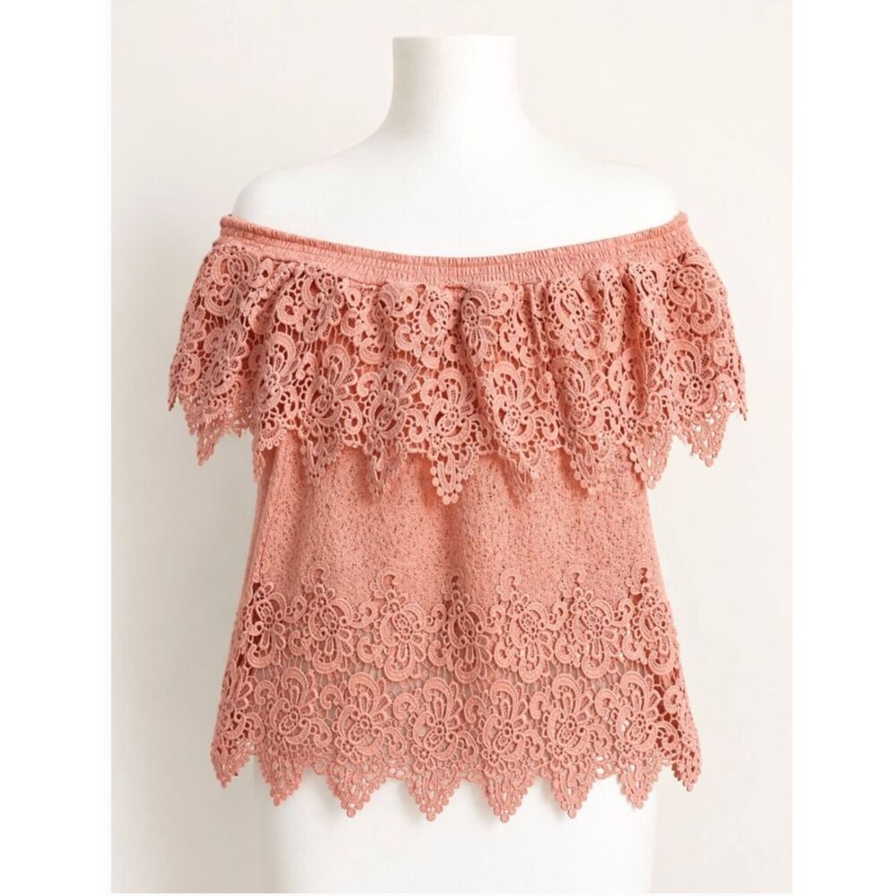 Pastel All Lace Top Size Medium Color Peach EUC